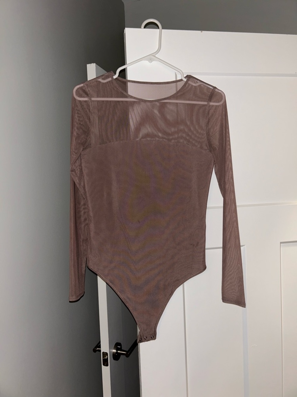 Abercrombie & Fitch Brown Long Sleeve Mesh Bodysuit